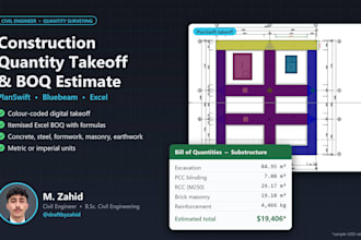 do construction quantity takeoff and cost estimate using planswift and bluebeam