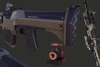 create game ready 3d hard surface models weapons vehicles sci fi game assets