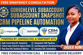 gohighlevel subaccount snapshot CRM pipeline automation for agency sales funnel