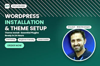 install and setup wordpress with a professional theme