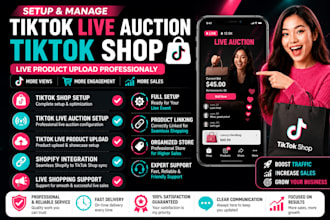 setup tiktok live aution tiktok shop, tiktok live product upload professionally
