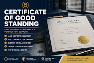 obtain a certificate of good standing for your company