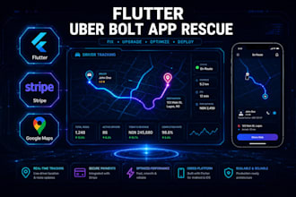 fix rescue rebuild your flutter uber bolt taxi delivery app backend app creation