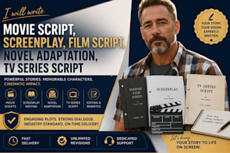 write movie script, screenplay, film script, novel adaptation, TV series script