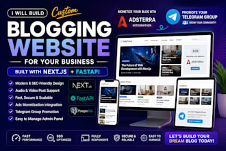 develop custom blogging website including audio, video