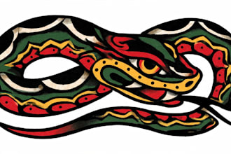 draw custom american traditional tattoo design for you
