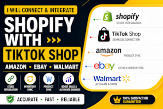 connect shopify with tiktok shop, amazon, ebay and walmart