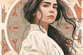 design art nouveau neo traditional vintage portrait