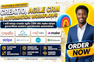 setup creatio agile CRM n8n make stripe gocardless xsetero quickbooks automation