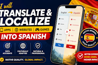 translate and localize apps, website, or games into spanish