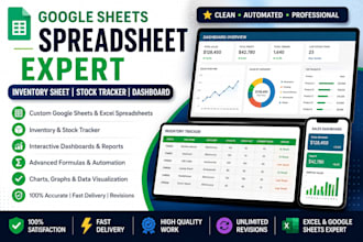 create google sheets, spreadsheet, inventory sheet and stock tracker dashboard