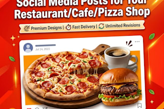 design premium restaurant social media posts and pizza posters