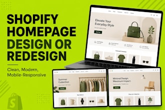 design a clean and modern shopify homepage for your store