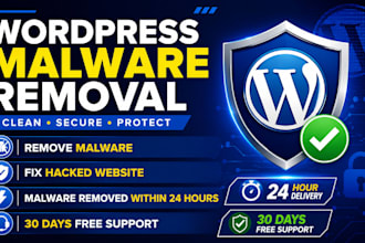 do wordpress malware removal, clean hacked website and secure it