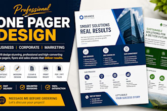 design business one pager, corporate one pagers or marketing flyers