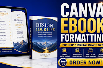 format and design an ebook for amazon kdp and digital download using canva