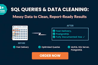 write, fix and optimize sql queries and clean your dataset