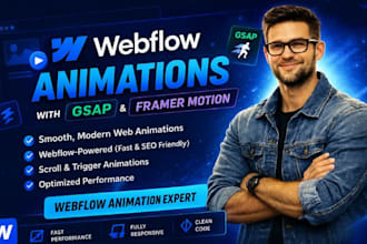 build a gsap animated website using webflow, elementor and wix