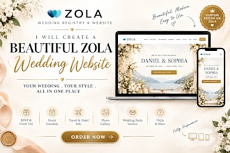 design a custom zola wedding website with rsvp