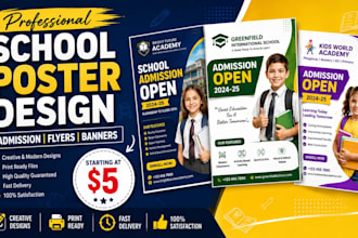 design professional school posters, admission banners and educational flyers