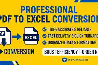 convert PDF to excel data in 24h