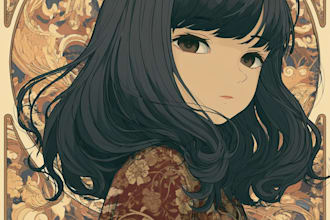 create anime illustration in art nouveau style