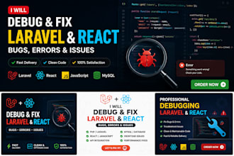 debug and fix PHP laravel, react, javascript, mysql bugs and errors