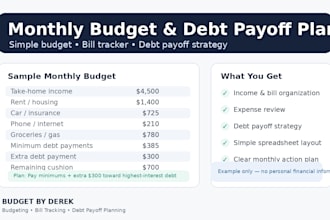 create a simple monthly budget and debt payoff plan