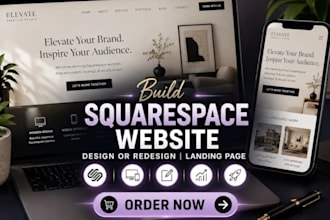 build squarespace website, design or redesign squarespace website, landing page