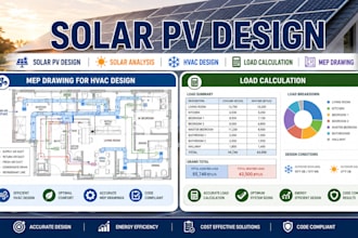 do solar pv design, solar analysis, hvac design, load calculation, mep drawing