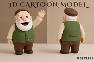 do custom 3d stylized cartoon model for animation and rigging in blender