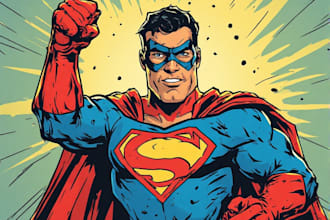 do a superhero comic illustration