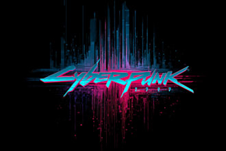do glitchy cyberpunk logo for you need