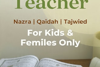 teach quran nazra, qaidah and tajweed online