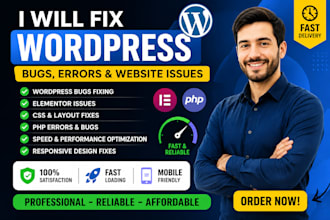 fix wordpress bugs, elementor issues, CSS, PHP, and website errors