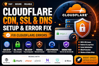 setup cloudflare CDN SSL dns and fix cloudflare errors professionally