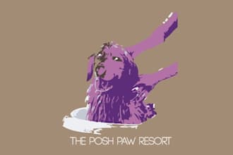 create vibrant animal logo for the posh paw resort