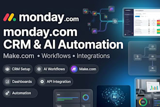 build monday com CRM automation, ai workflows and make com integrations