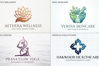 design massage, skincare, yoga, wellness, healthcare logo for your business
