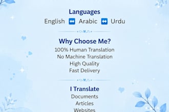 professional translation between english, arabic and urdu