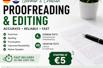 proofread your german or croatian text