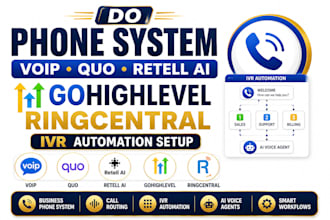 do gohighlevel phone system voip quo retell ai ringcentral IVR automation setup