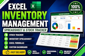 create a professional excel inventory management spreadsheet and stock tracker