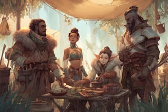 epic dnd party illustrations custom ttrpg character art