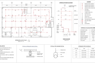 fire protection design sprinkler layouts nfpa 13 calculations autocad drafting