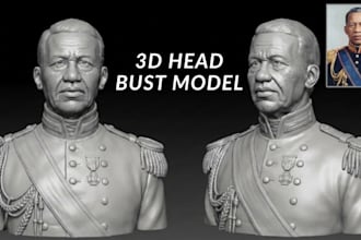 create a realistic 3d head sculpt bust from your photo stl, 3mf for 3d printing