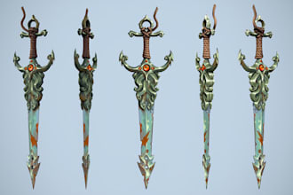 create realistic 3d swords, weapons and armor for 3d printing stl files