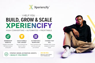 build kajabi, thinkific, teachable, xperiencify course website, xperiencify