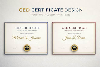design high school transcript, college diploma, ged award certificate, degree