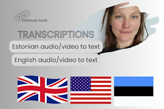 provide transcriptions from english or estonian audio and video files to text